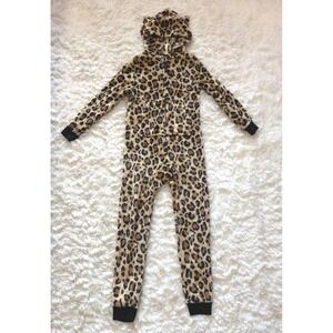 Cat & Jack Leopard One Piece Pajamas Size M 8 Animal Print Fleece Sleepwear